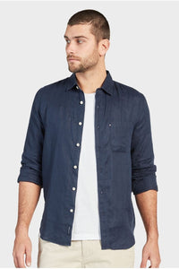 Hampton L/S Linen Shirt Navy