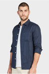 Hampton L/S Linen Shirt Navy