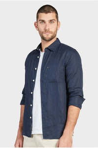Hampton L/S Linen Shirt Navy