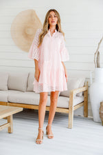 Jilly Broderie Hem Dress Blush