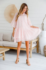 Jilly Broderie Hem Dress Blush
