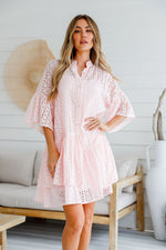 Jilly Broderie Hem Dress Blush