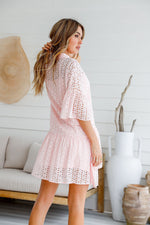 Jilly Broderie Hem Dress Blush
