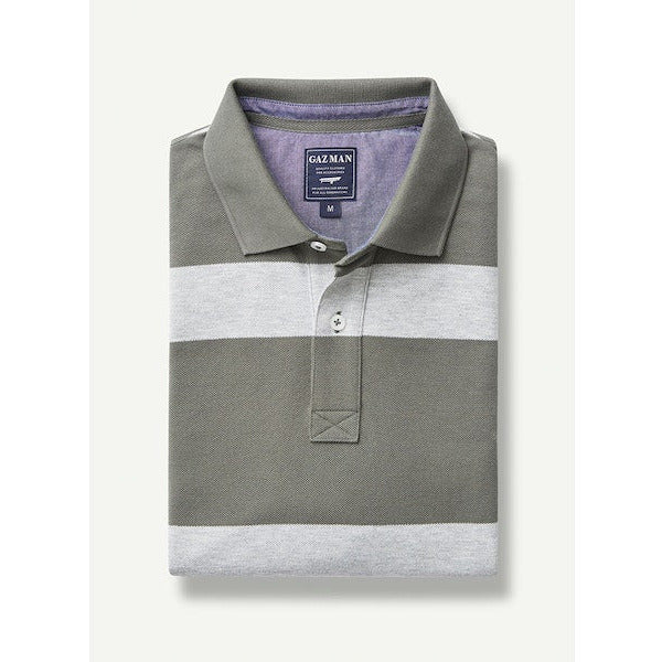 Bold Stripe Polo Shirt Khaki