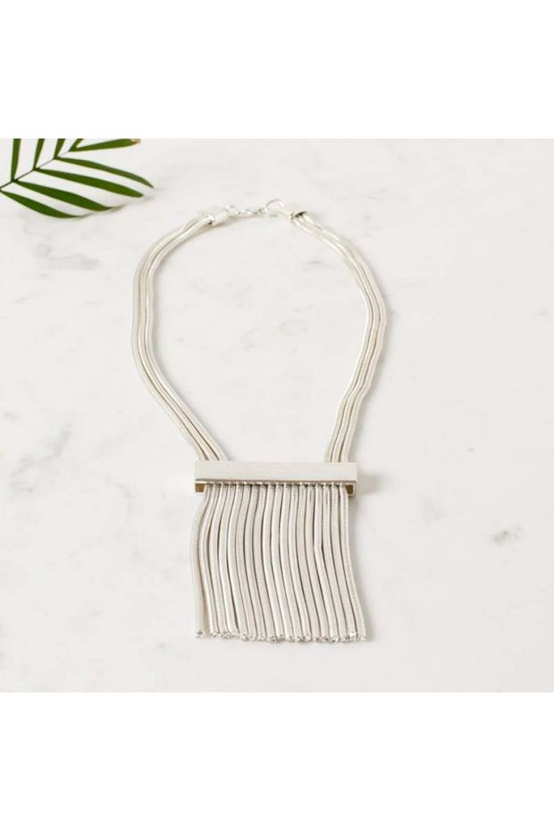 Flat Metal Tassel Necklace